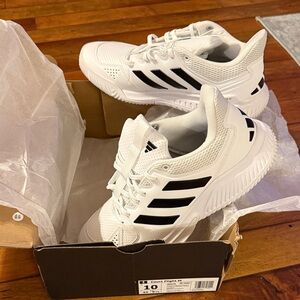 Adidas men White Sneakers with Black Stripes